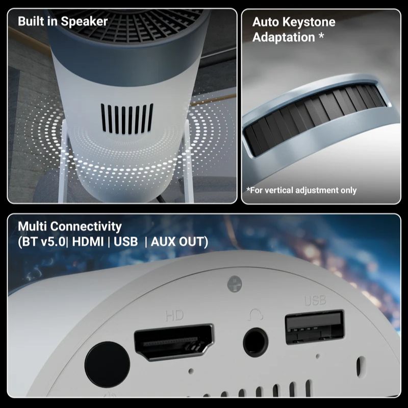 ZEBRONICS PixaPlay 62 Smart LED HD Projector (ZEB‑JLP 3) – Android 11, Wi-Fi, Bluetooth, Screen Mirroring, Built-in Speaker (White + Blue)