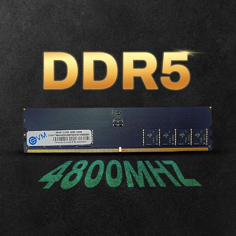 EVM 16GB DDR5 4800MHz | PC5-38400 CL40 | 288-Pin Long-DIMM Desktop RAM | 1.1V Low Power Consumption | High-Quality IC Chips | Reliable Desktop Computer Memory Upgrade