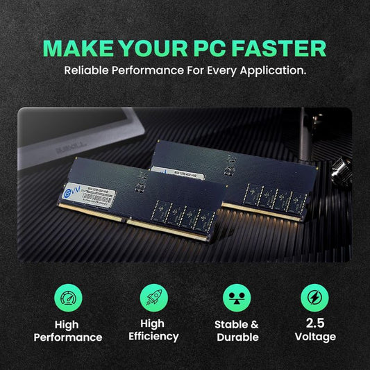 EVM 16GB DDR5 4800MHz | PC5-38400 CL40 | 288-Pin Long-DIMM Desktop RAM | 1.1V Low Power Consumption | High-Quality IC Chips | Reliable Desktop Computer Memory Upgrade