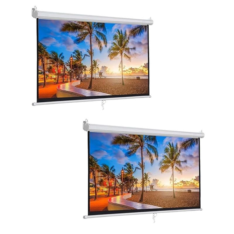 Sheikh Kart Instalock 6×4 ft Manual Projector Screen – Retractable, Matte White Surface with Black Borders
