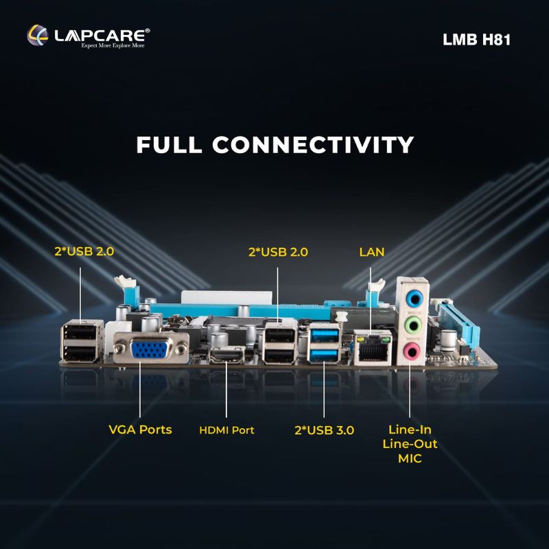 Lapcare H81 Motherboard | LGA1150 Socket| Intel Compatible CPU Support|Dual|Channel DDR3 Memory| SATA III Storage| Onboard LAN & Audio| Micro-ATX Form Factor| Ideal for Entry-Level & Budget Desktops