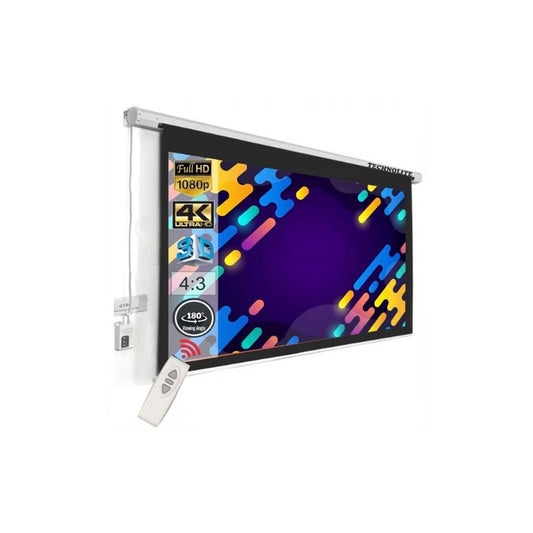 Technolite Motorized Projection Screen 7×5 ft – Remote Controlled, Wall/Ceiling Mount, 4:3 Aspect Ratio