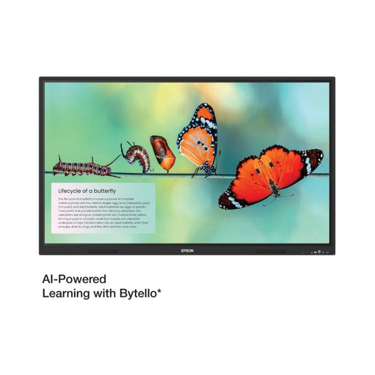 Epson EI‑P8601 PowerBoardPRO 86″ Interactive Display | 86″ 4K UHD Touch Panel | Android 14 (EDLA Certified) | Multi‑Touch Support | Built‑in Speakers | Wi‑Fi & Bluetooth | 3‑Year Warranty