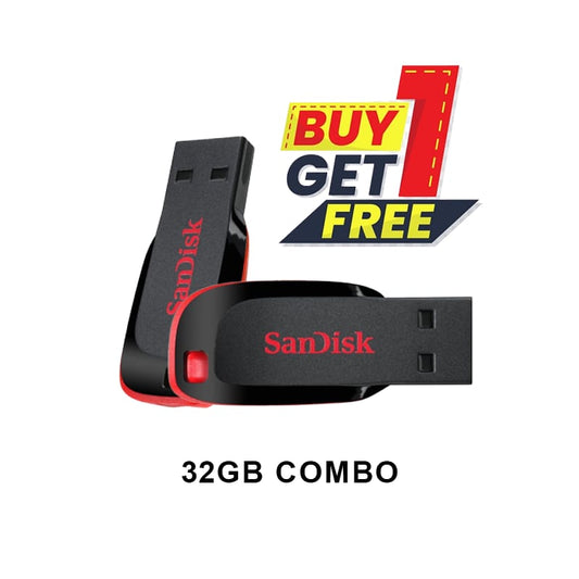 SanDisk Cruzer Blade 2x32GB USB Flash Drive| Combo Offer| Buy One, Get One Free| USB 2.0| High-Capacity Drive| Portable| 20 MB/s speed| 5-year limited warranty