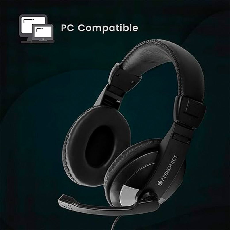 Zebronics Zeb-200HM wired multimedia headphone| 40mm dynamic drivers| adjustable retractable microphone| 1.8-meter long cable