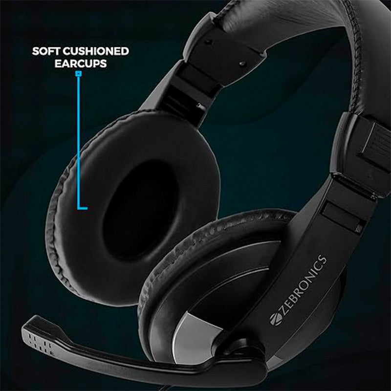 Zebronics Zeb-200HM wired multimedia headphone| 40mm dynamic drivers| adjustable retractable microphone| 1.8-meter long cable