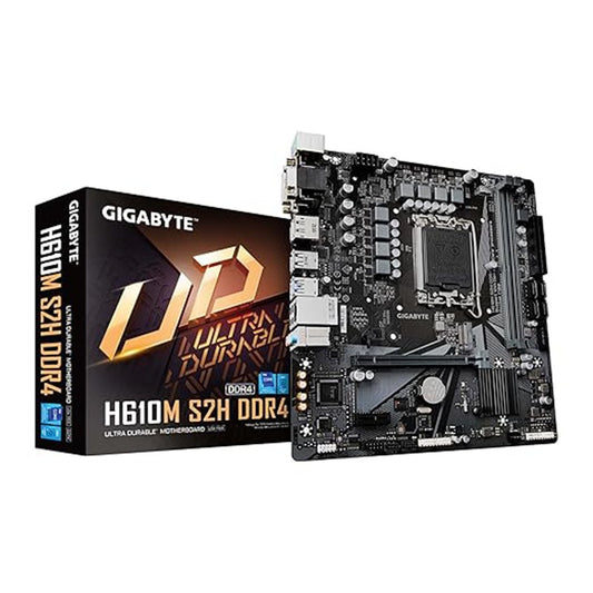 Gigabyte H610M H DDR4 V2 Motherboard | Intel LGA1700 | Supports 12th, 13th & 14th Gen Intel Processors | DDR4 Up to 64GB | PCIe 4.0 | M.2 NVMe | HDMI & VGA | Micro-ATX