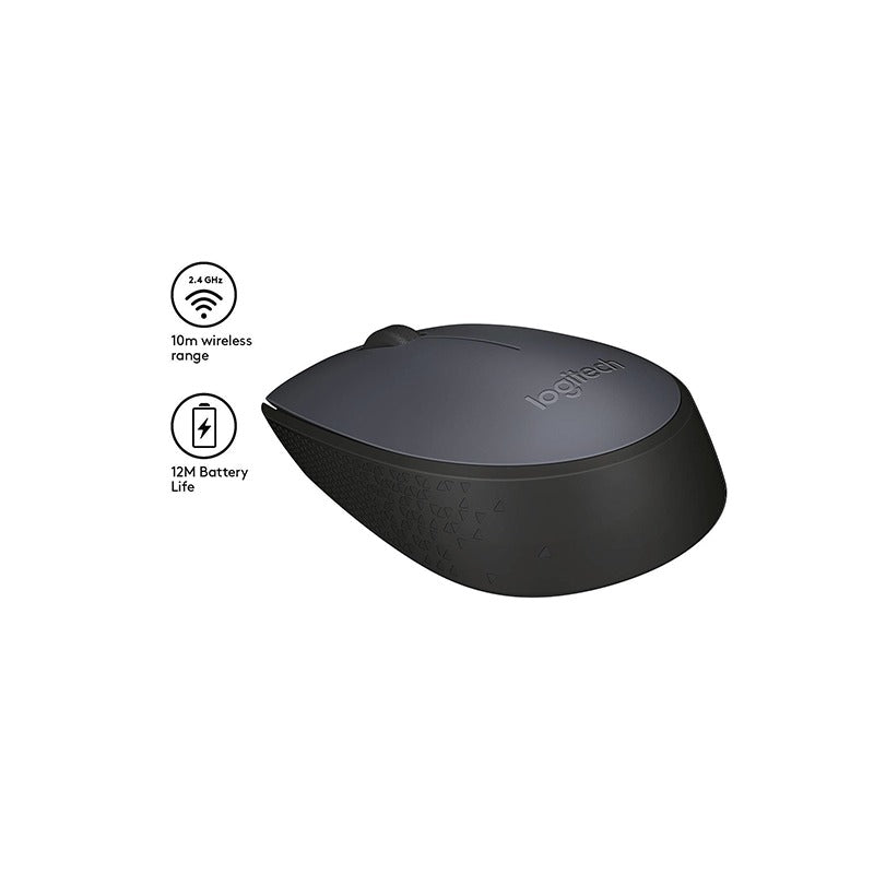 Logitech M171 Wireless Mouse | 2.4 GHz Wireless | USB Nano Receiver | Optical Tracking | Grey Mouse | 3 years warranty