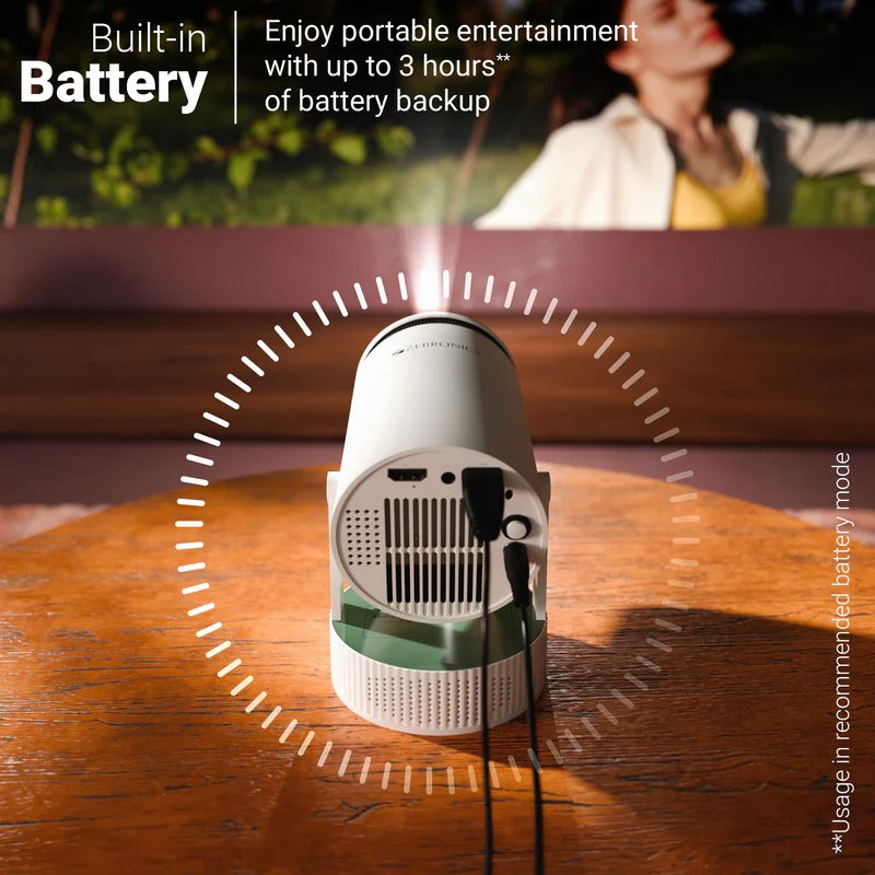 Zebronics ZEB-PIXAPLAY 76B Smart LED Projector | 4000 Lumens | 4K Input Support | Wi-Fi & Bluetooth | Built-in Speaker | HDMI & USB | Home Theater & Office Projector